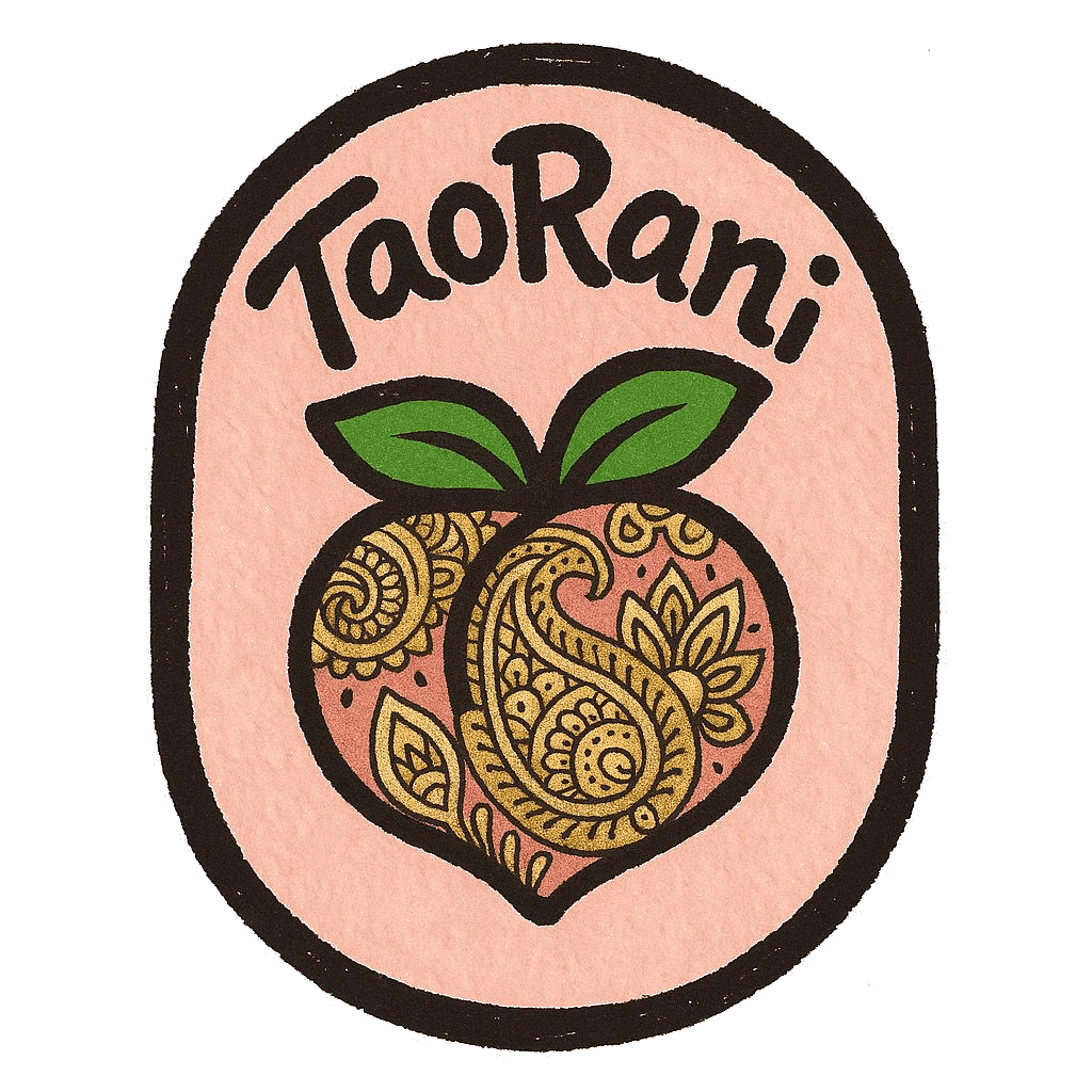 TaoRani Logo - Peach with Paisley Pattern